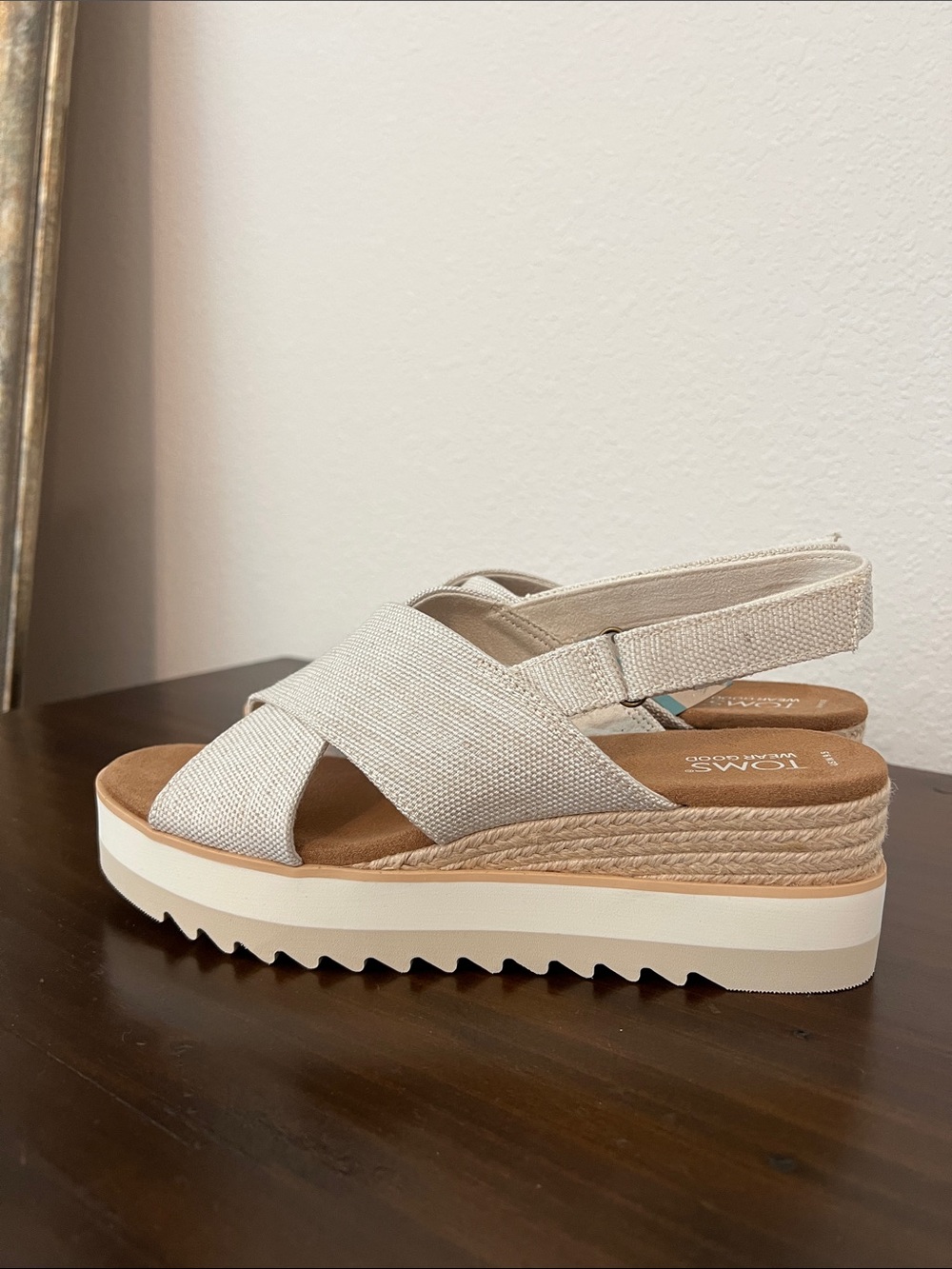 TOMS Cream Crossband Slingback Sandals